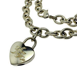 TIFFANY Co Heart Lock Choker Necklace Sterling Silver